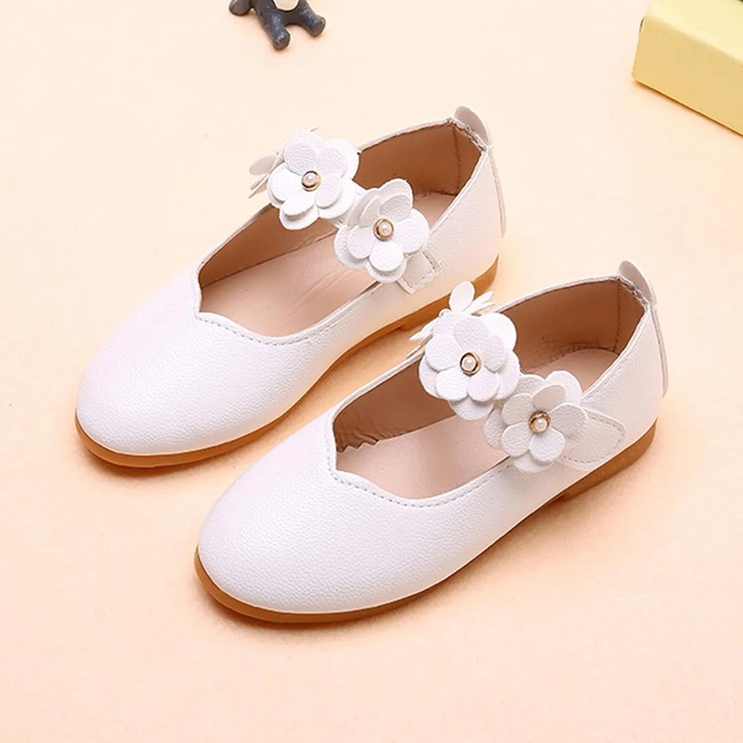 Baby Girls Dress Shoes Closed Toe Wedding Party School Ankle Strap Ballet Flats Shoes Big Kids Flower Girl Shoes