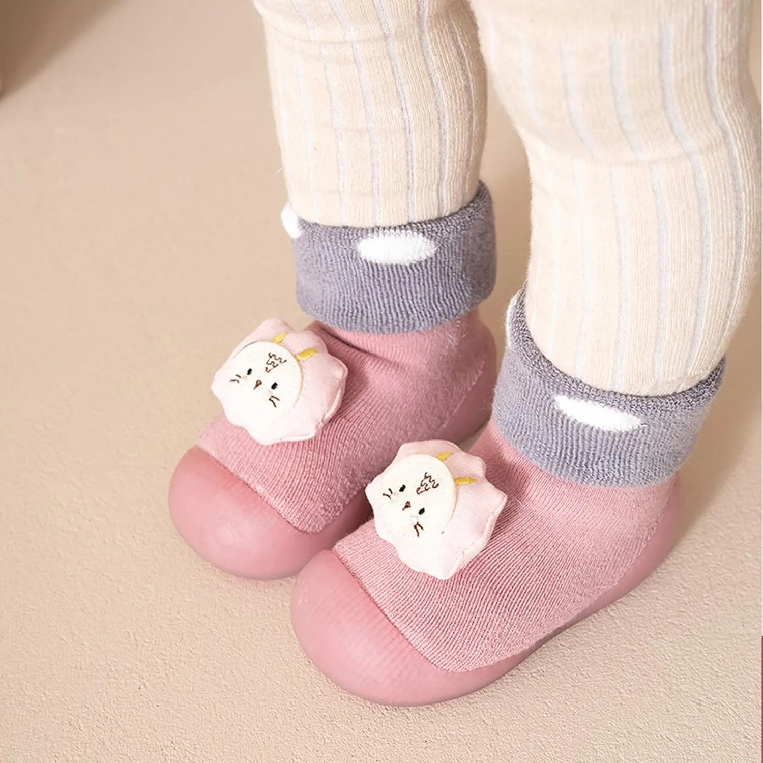 Baby Shoes Baby Sock Shoes Cute Animal Embroidery Slippers with Soft Rubber Sole Baby Boys Girls Slip On Sneakers