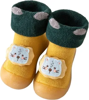 Baby Shoes Baby Sock Shoes Cute Animal Embroidery Slippers with Soft Rubber Sole Baby Boys Girls Slip On Sneakers