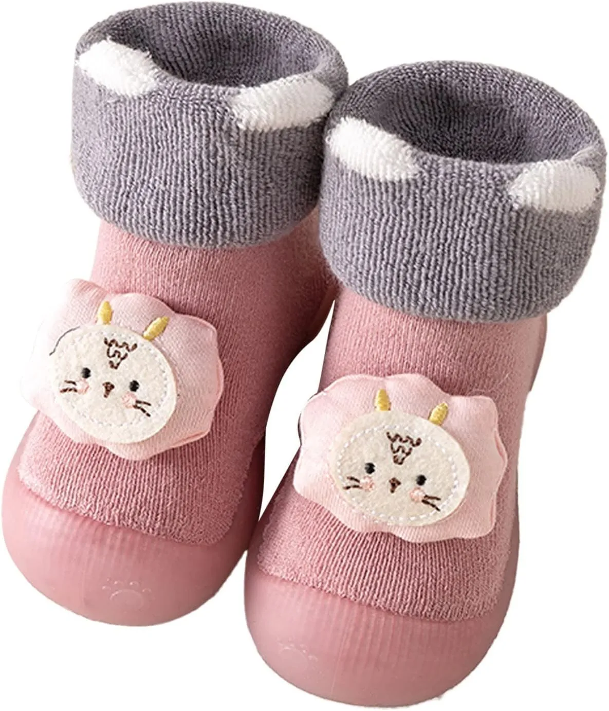 Baby Shoes Baby Sock Shoes Cute Animal Embroidery Slippers with Soft Rubber Sole Baby Boys Girls Slip On Sneakers