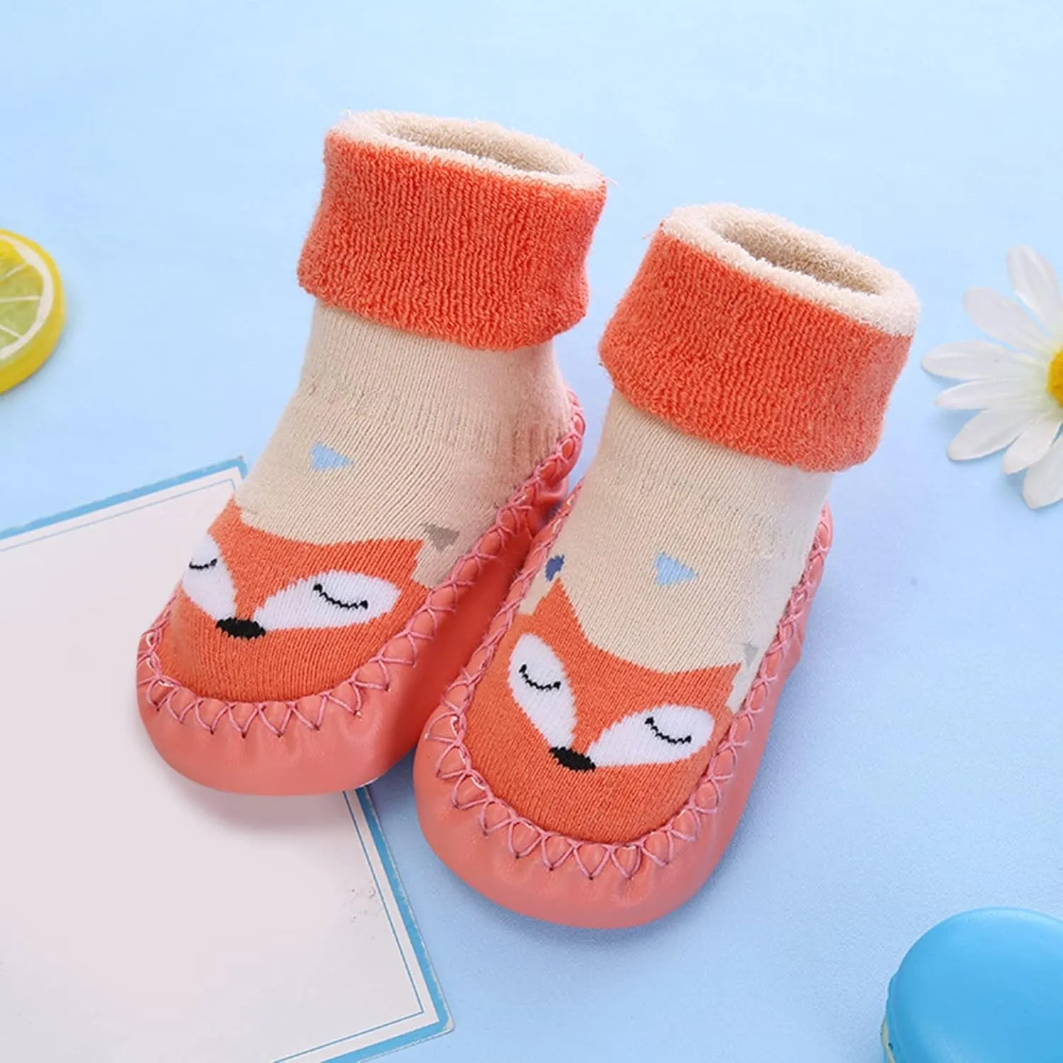 Baby Sock Shoes Autumn and Winter Cute Children Toddler Shoes Blat Bottom Non Slip Socks Shoes Warm and White Shoes