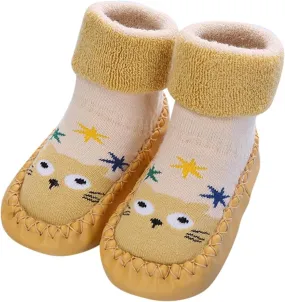 Baby Sock Shoes Autumn and Winter Cute Children Toddler Shoes Blat Bottom Non Slip Socks Shoes Warm and White Shoes