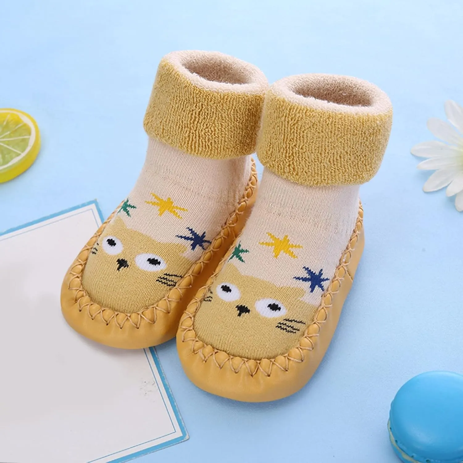 Baby Sock Shoes Autumn and Winter Cute Children Toddler Shoes Blat Bottom Non Slip Socks Shoes Warm and White Shoes