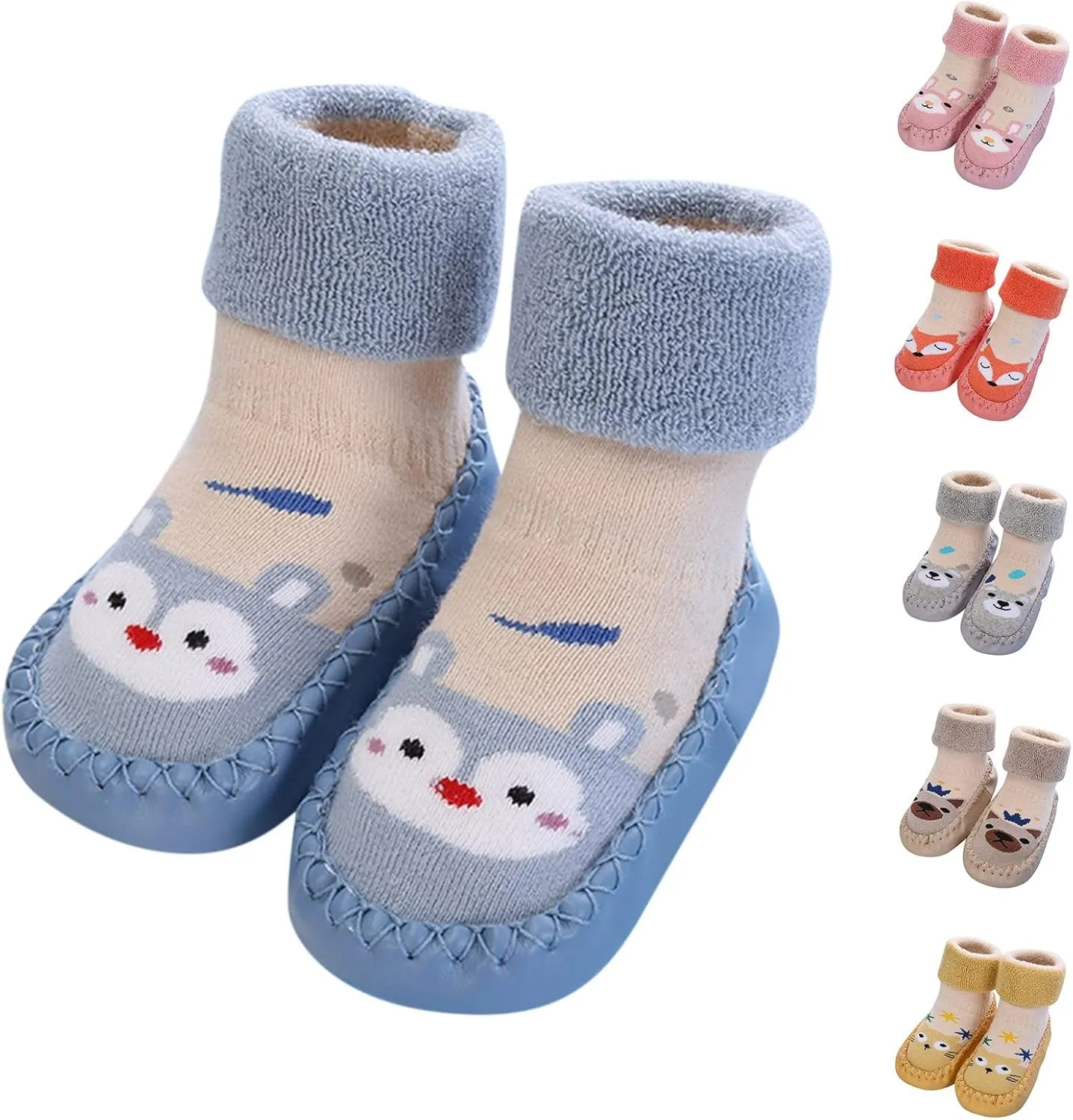 Baby Sock Shoes Autumn and Winter Cute Children Toddler Shoes Blat Bottom Non Slip Socks Shoes Warm and White Shoes