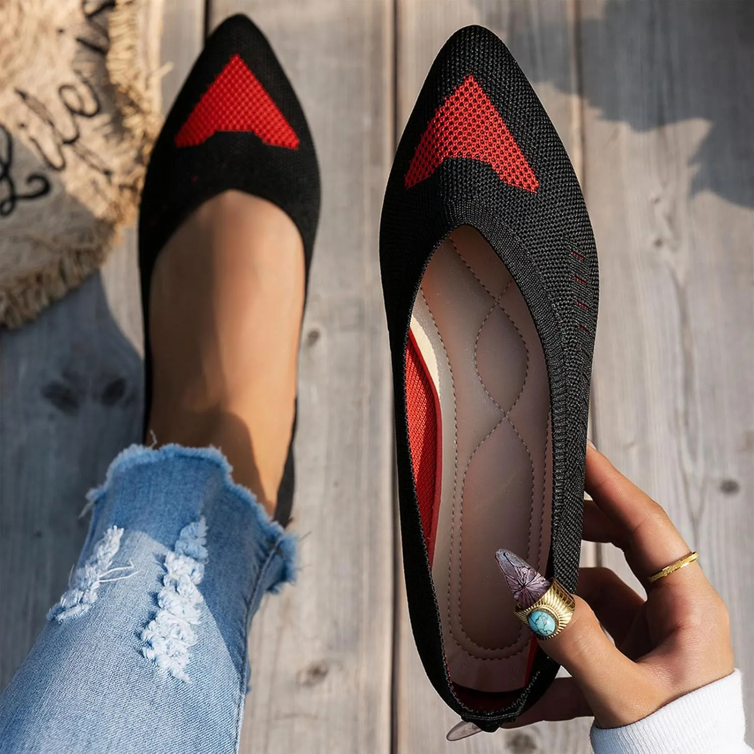 Ballerina Flats for Work Women Flat Shoes Slip On Comfortable Walking Ballerina Shoes Cute Classic Softable Low Wedge