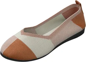 Ballet Flats Shoes for Women Ladies Hollow Breathable Colorblocking Pointed Head Mesh Shallow Mouth Flat Bottom Casual