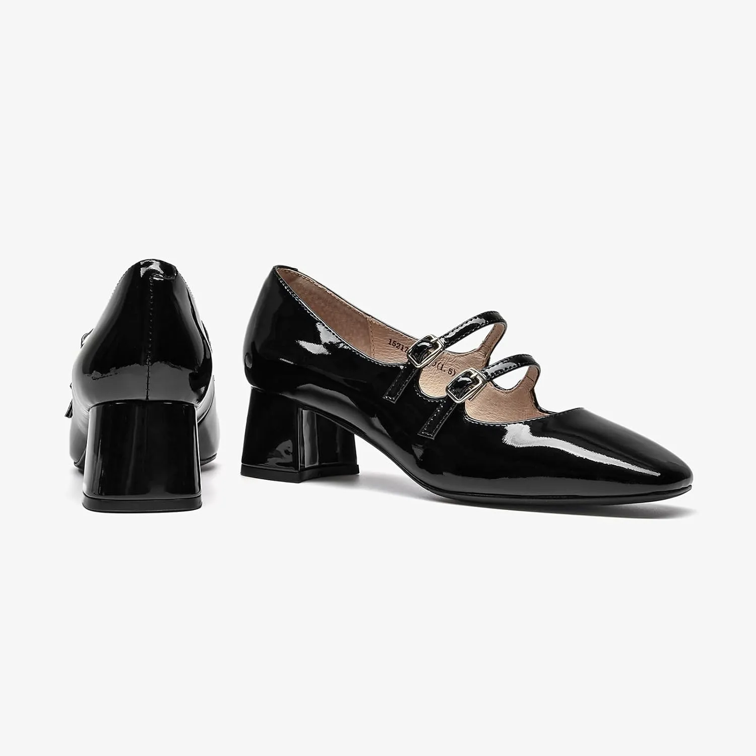 BEAU TODAY Mary Jane Pumps for Women, Womens Chunky Heels Mary Janes Shoes, Patent Leather Pumps Platform Closed Square Toe Comfortable Buckle Strap Dress Shoes for Women