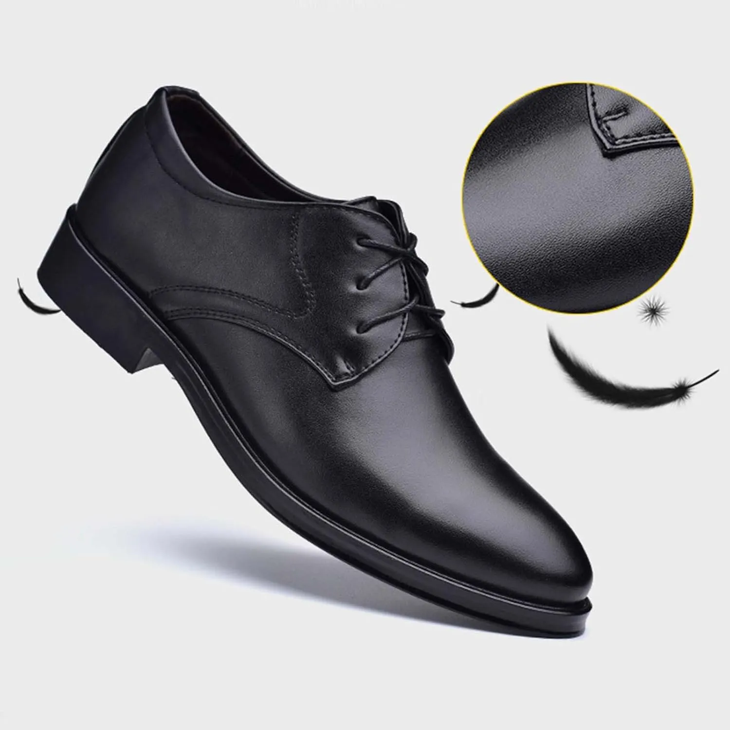 Black Dress Shoes for Men Fashion Oxfords Classic Lace up Shoe Heel Pad Design for Formal Occasions Work Footwear