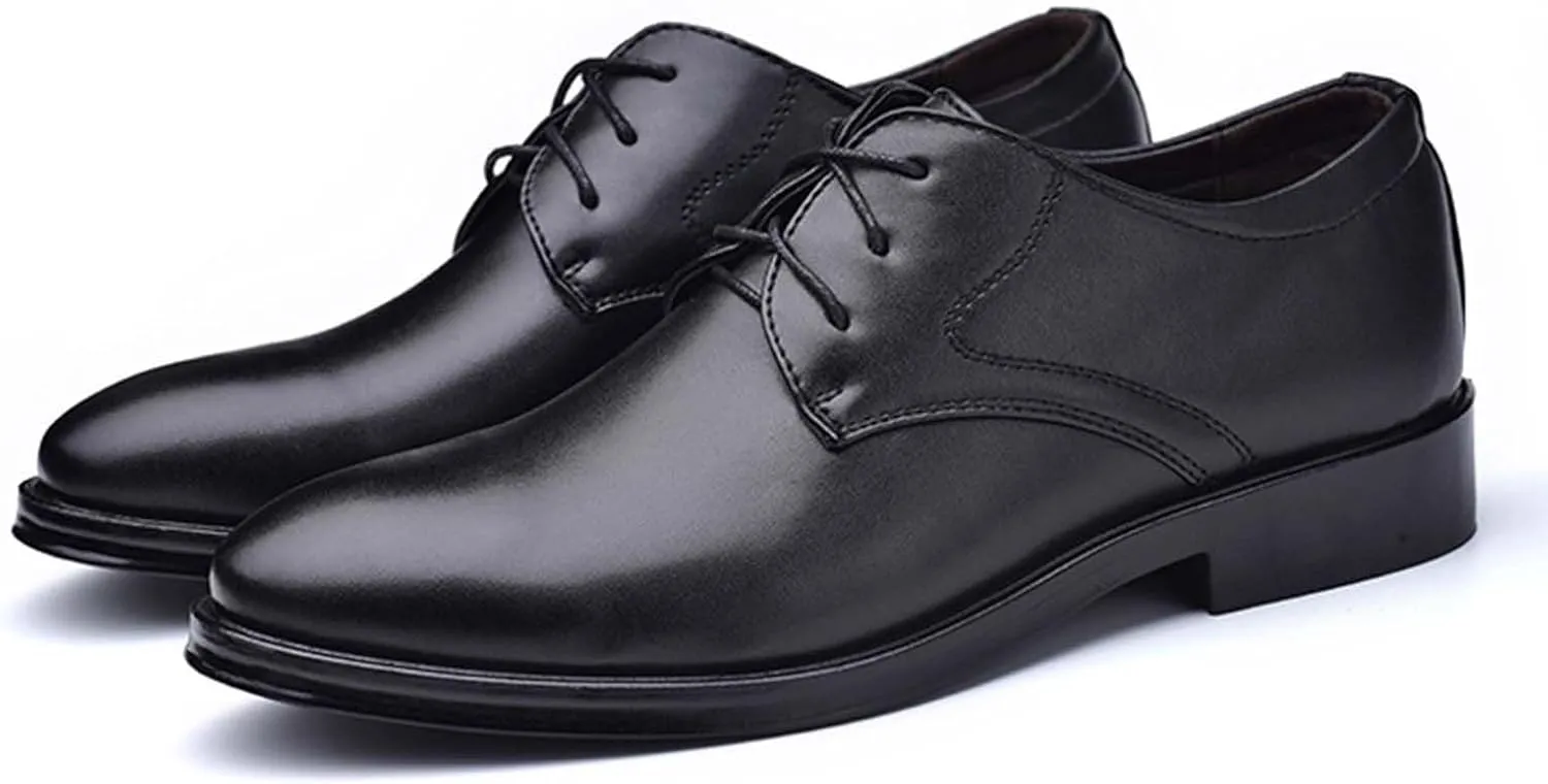 Black Dress Shoes for Men Fashion Oxfords Classic Lace up Shoe Heel Pad Design for Formal Occasions Work Footwear