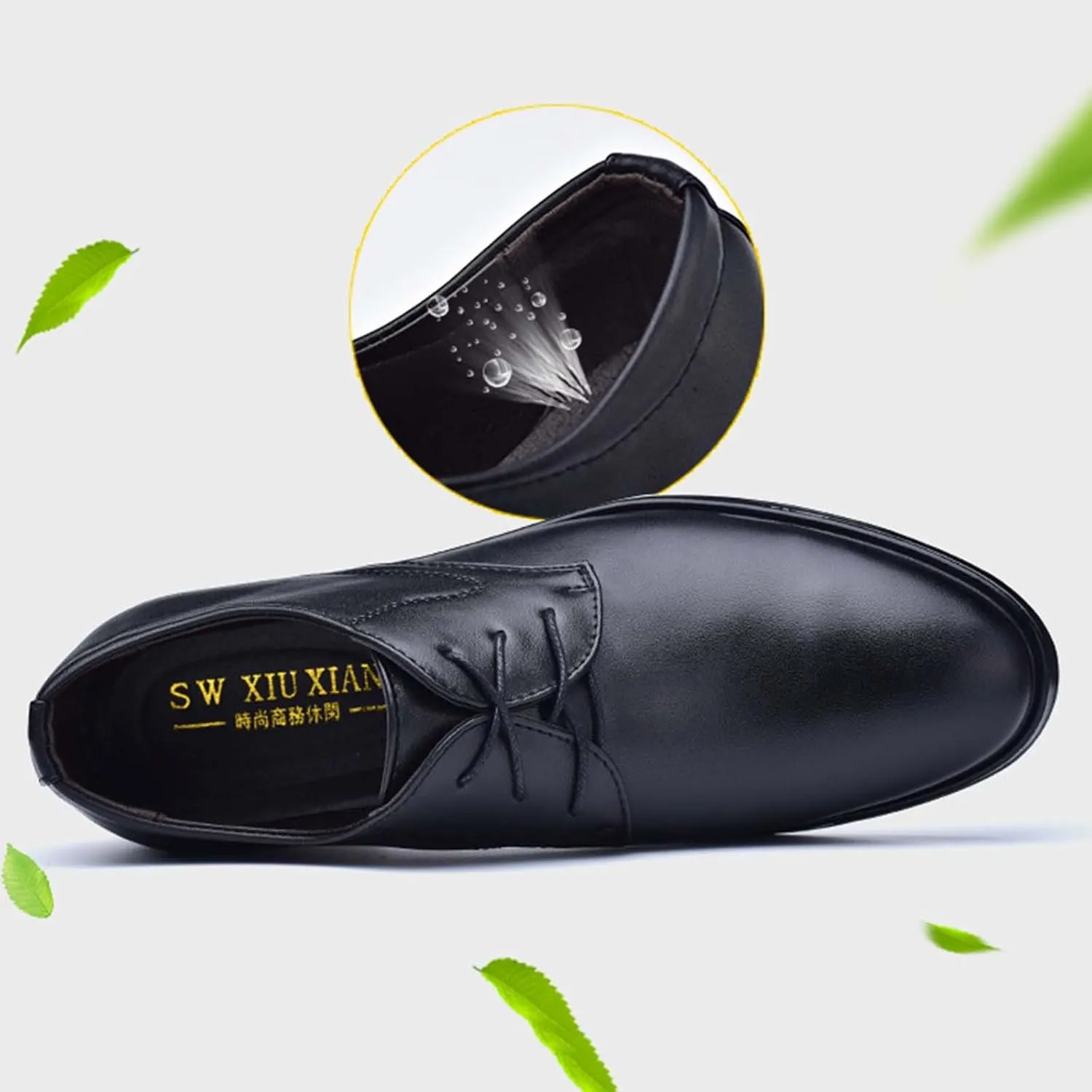 Black Dress Shoes for Men Fashion Oxfords Classic Lace up Shoe Heel Pad Design for Formal Occasions Work Footwear