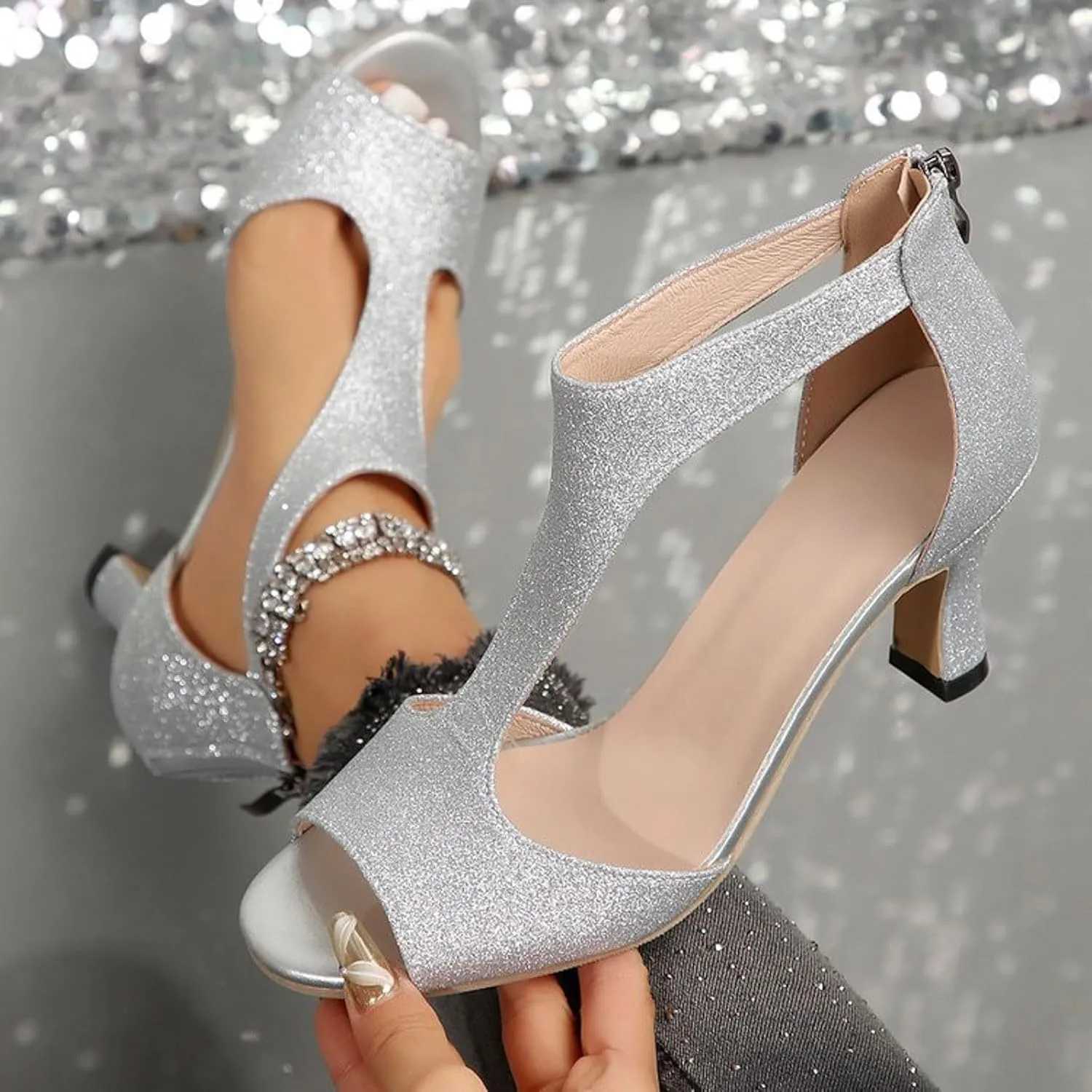 Block Heels Ankle Strap High Heel Sandals for Women Heels for Women Women's Open Toe Ankle Strap Heels Sandals
