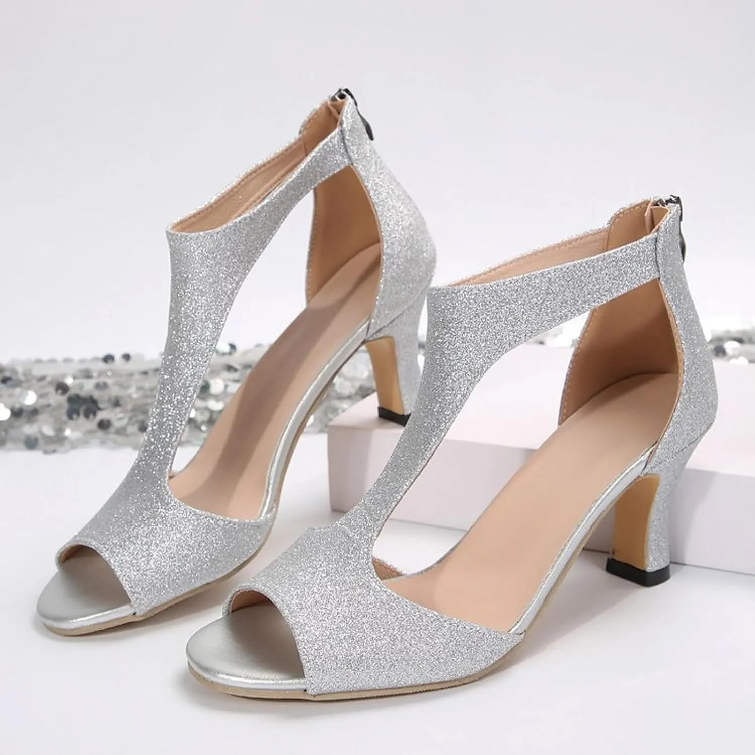 Block Heels Ankle Strap High Heel Sandals for Women Heels for Women Women's Open Toe Ankle Strap Heels Sandals