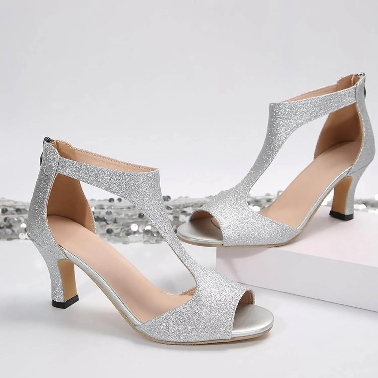 Block Heels Ankle Strap High Heel Sandals for Women Heels for Women Women's Open Toe Ankle Strap Heels Sandals