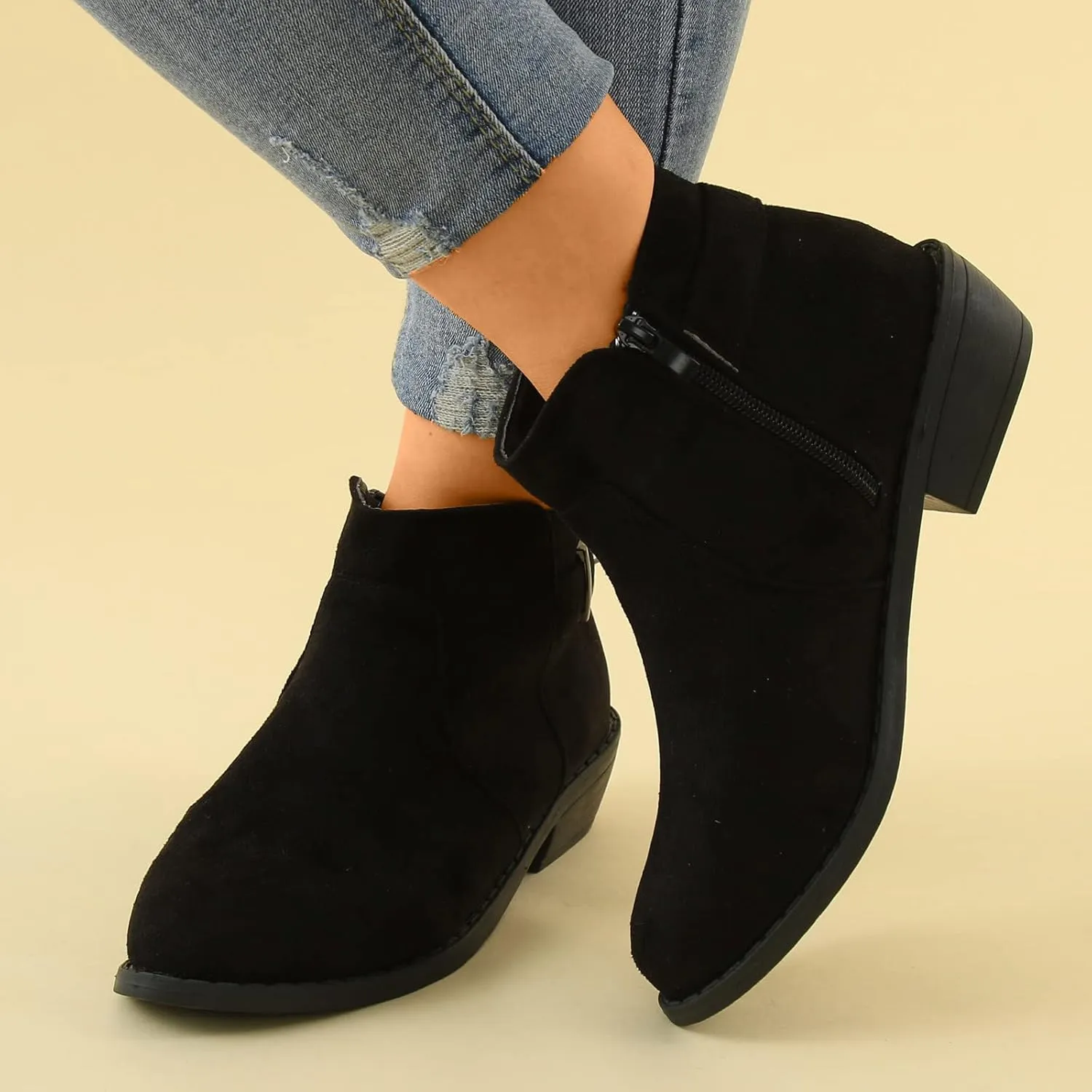 Boots for Women Premium Orthopedic Ankle Boots Arch Support Leather Comfortable Side Zip Wedge Booties 52
