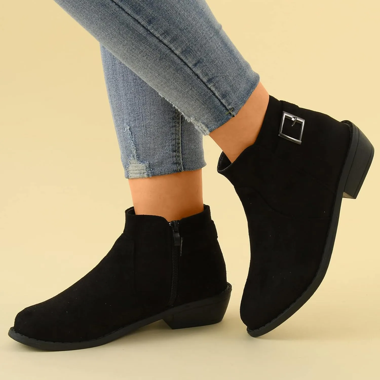 Boots for Women Premium Orthopedic Ankle Boots Arch Support Leather Comfortable Side Zip Wedge Booties 52