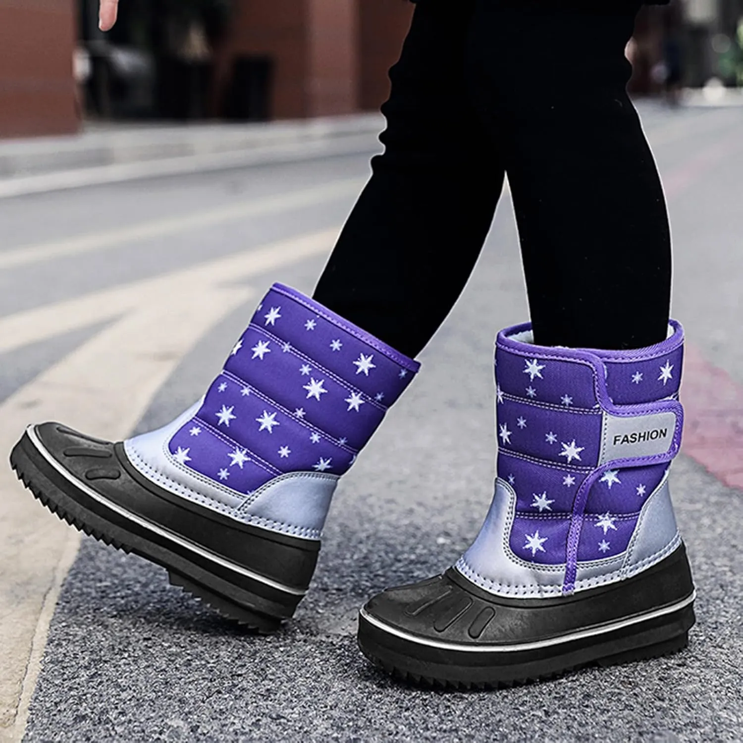 Boys & Girls Snow Boots Insulated Fr Lined Warm Anti-Slip Waterproof Winter Boot Snow Boots Outdoor Kids Shoes
