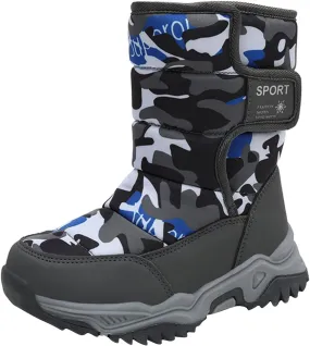 Boys' ?aterproof Winter Snow Boots with Insulation for Cold Weather Girls Camouflage Outdoor Cotton Rain Boots