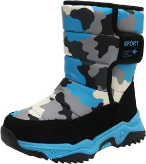 Boys' ?aterproof Winter Snow Boots with Insulation for Cold Weather Girls Camouflage Outdoor Cotton Rain Boots
