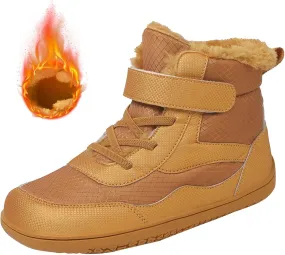 Boys Girls Barefoot Winter Boots with Wide Toe Box Slip Drop Sole Ankle Winter Snow Boots for Kids Talk Boots