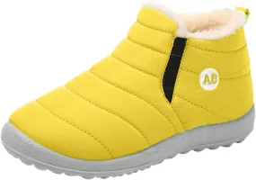 Boys Girls Kids Snow Boots Warm  Lined Slip On Winter Splashing Shoes Lightweight Comfy Outdoor Booties