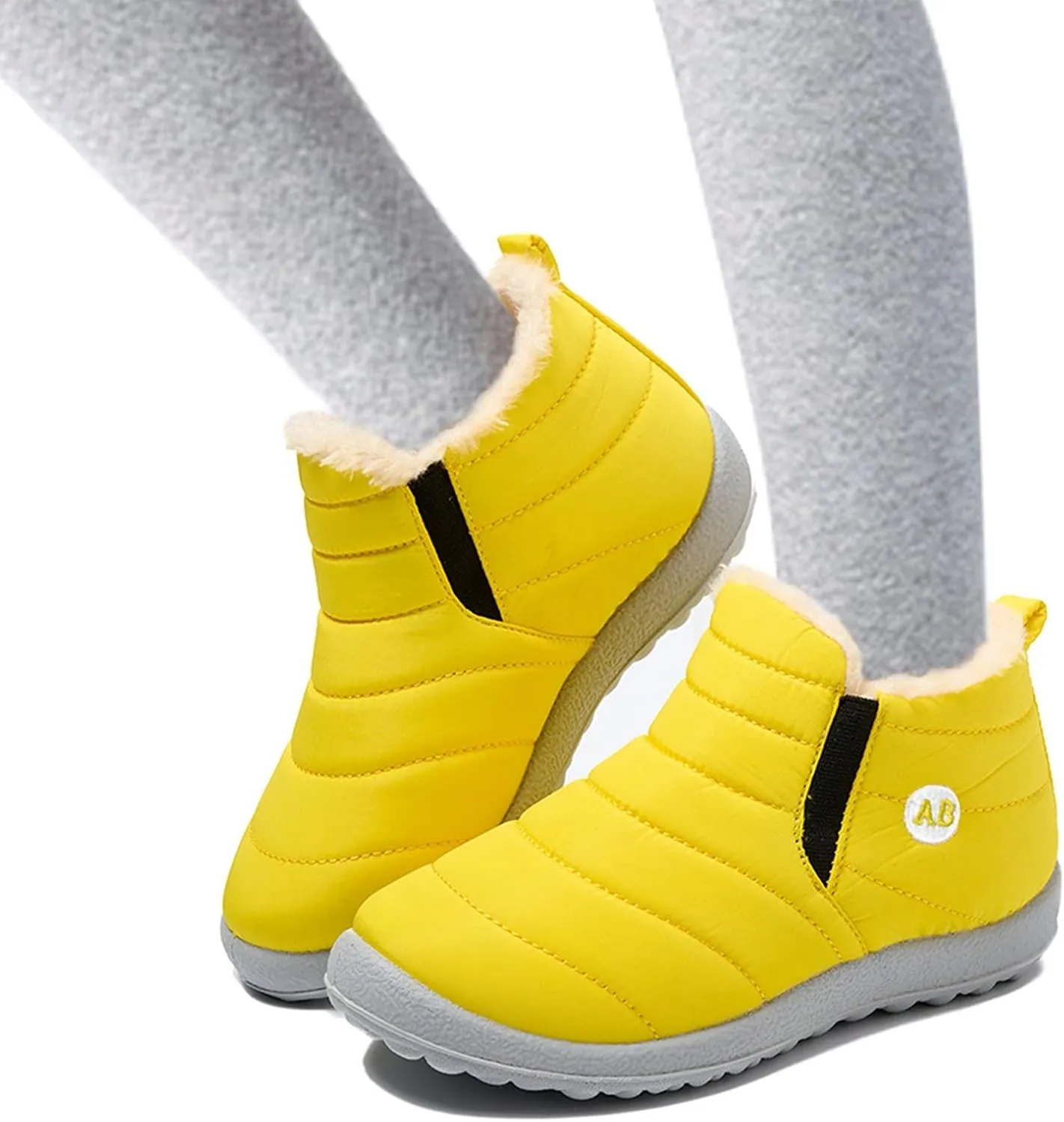 Boys Girls Kids Snow Boots Warm  Lined Slip On Winter Splashing Shoes Lightweight Comfy Outdoor Booties