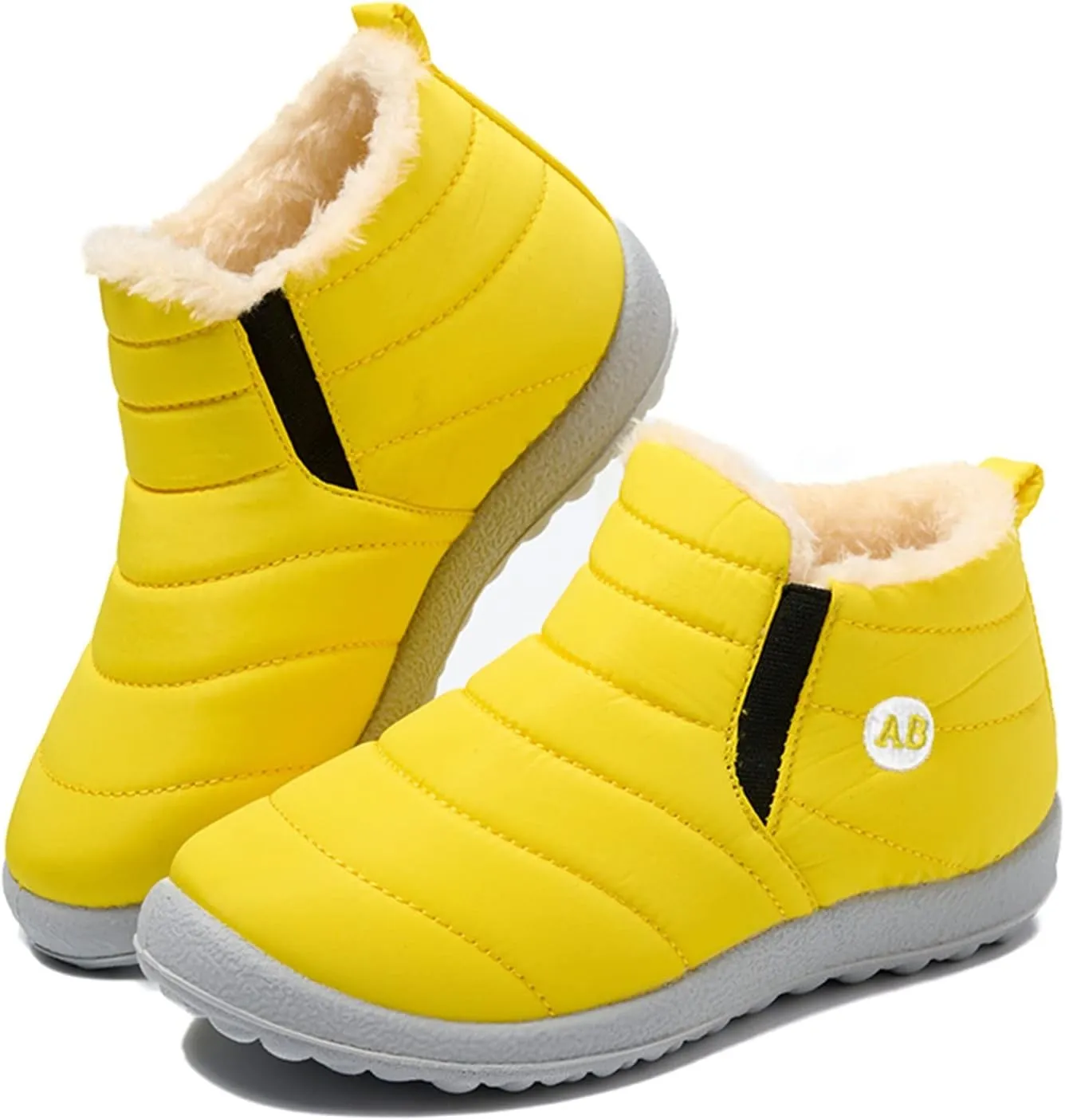 Boys Girls Kids Snow Boots Warm  Lined Slip On Winter Splashing Shoes Lightweight Comfy Outdoor Booties