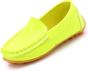 Boys Girls Leather Loafers Slip-On Texture Flat Boat Dress Soft Sole occasins School Toddler Girls Shoes Size 9