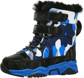 Boys Girls Snow Boots Wterproof Warm Anti-Slip Mid Calf Faux Fur Lined Insulated Winter Shoes for Little/Big Kids