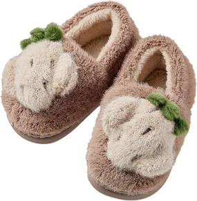 Boys Girls Strawberry Slippers Toddler Plush Warm Cotton Slippers Non-Slip Indoor Comfy Bedroom Winter Shoes