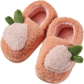 Boys Girls Strawberry Slippers Toddler Plush Warm Cotton Slippers Non-Slip Indoor Comfy Bedroom Winter Shoes