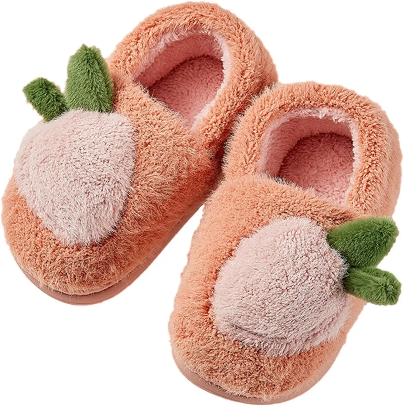 Boys Girls Strawberry Slippers Toddler Plush Warm Cotton Slippers Non-Slip Indoor Comfy Bedroom Winter Shoes