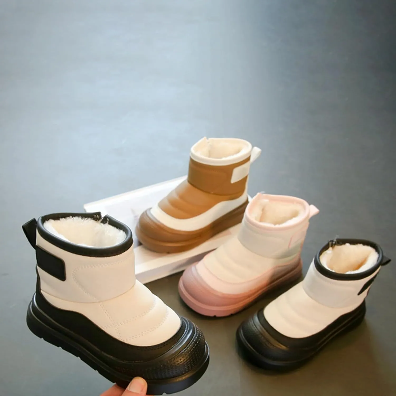 Boys Girls Winter Fr Lined Snow Boots Water Proof Unisex Child Plush Comfortable Non Slip Booties Child Snow Boots