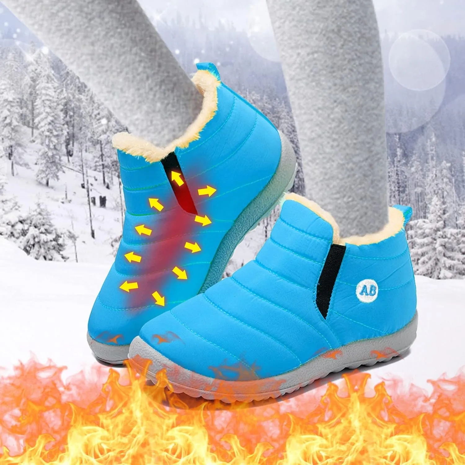 Boys Girls Winter Snow Boots Warm Fur Lined Toddler Non Slip Wterproof Ankle Booties Little Kid Walking Shoes