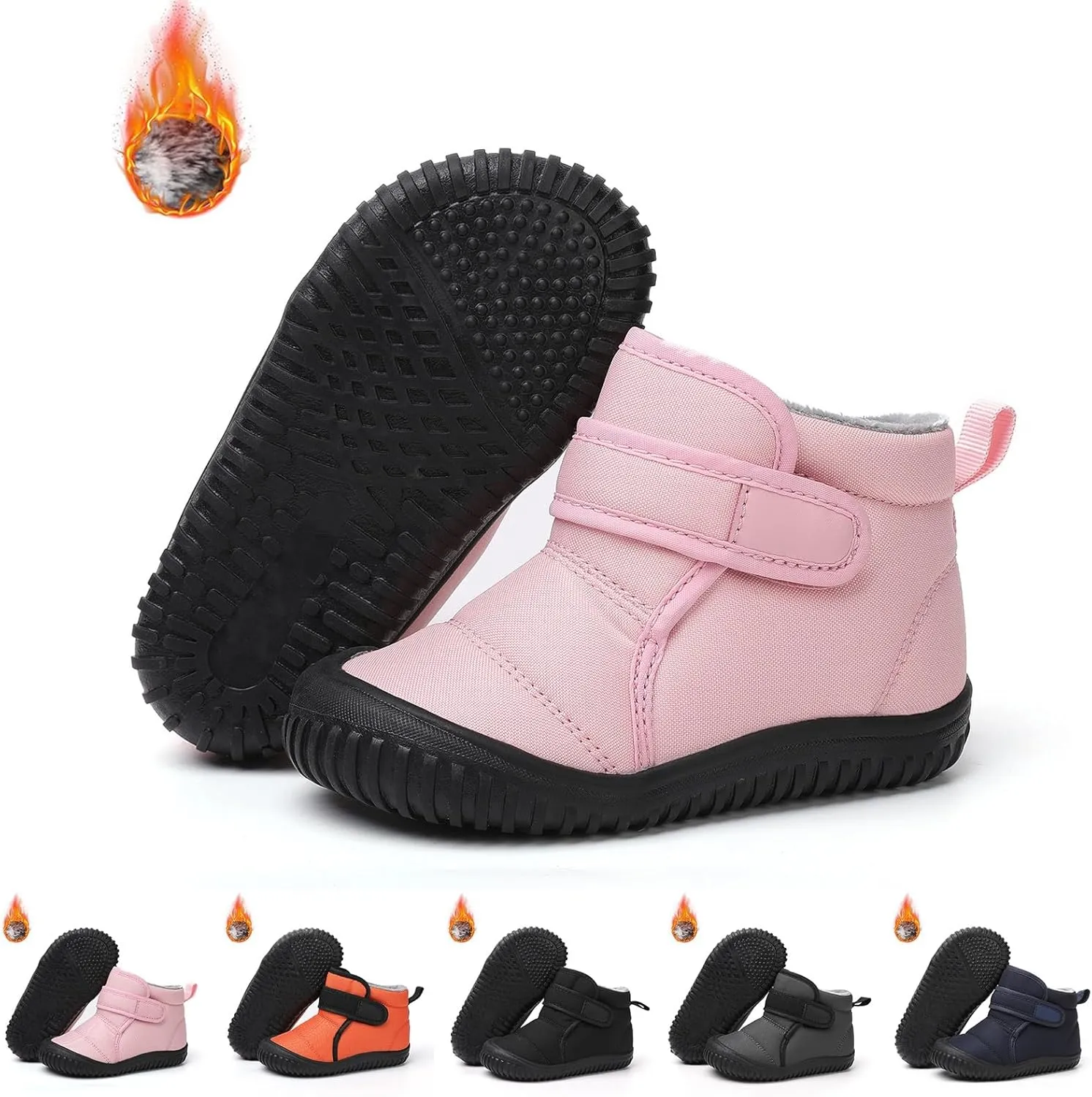 Boys Kids Fuzzy Snow Booties Winter Ski Shoes Childrens Cotton Warm Open Toe Non Slip Boots Fashion Warm Comfy Shoes