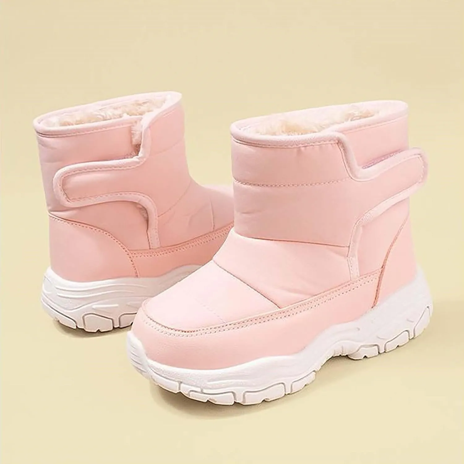 Boys Kids Winter Snow Boots Soft Sole Shoes Water-Proof Fleece Fr Lined Hiking Sneaker Outdoor Sports Shoes