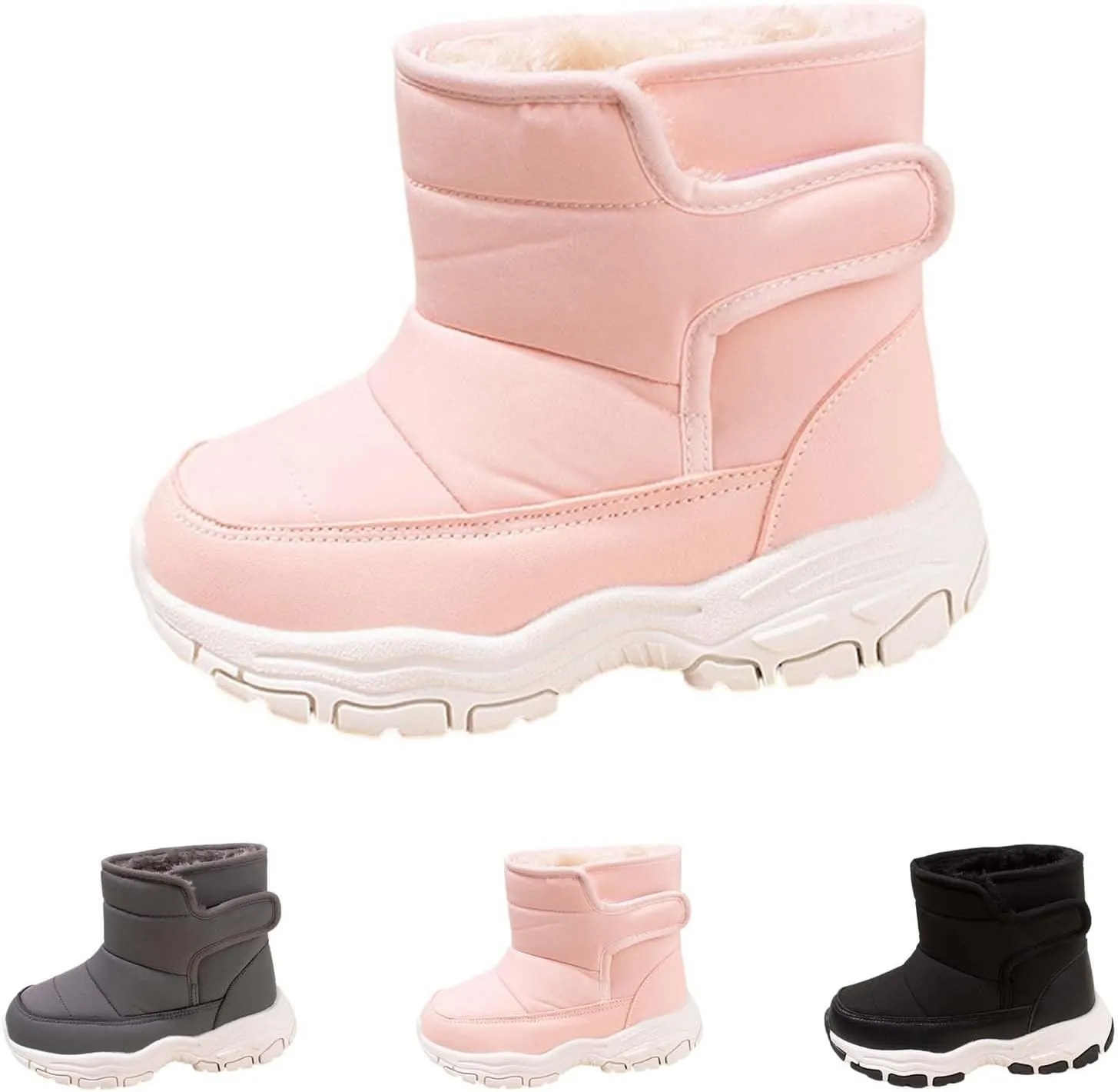 Boys Kids Winter Snow Boots Soft Sole Shoes Water-Proof Fleece Fr Lined Hiking Sneaker Outdoor Sports Shoes