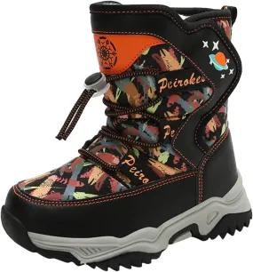Boys Snow Boots Winter Wterproof Slip Resistan Cold Weather Shoes Camouflage Non Slip Snow Boots for Toddler Kids