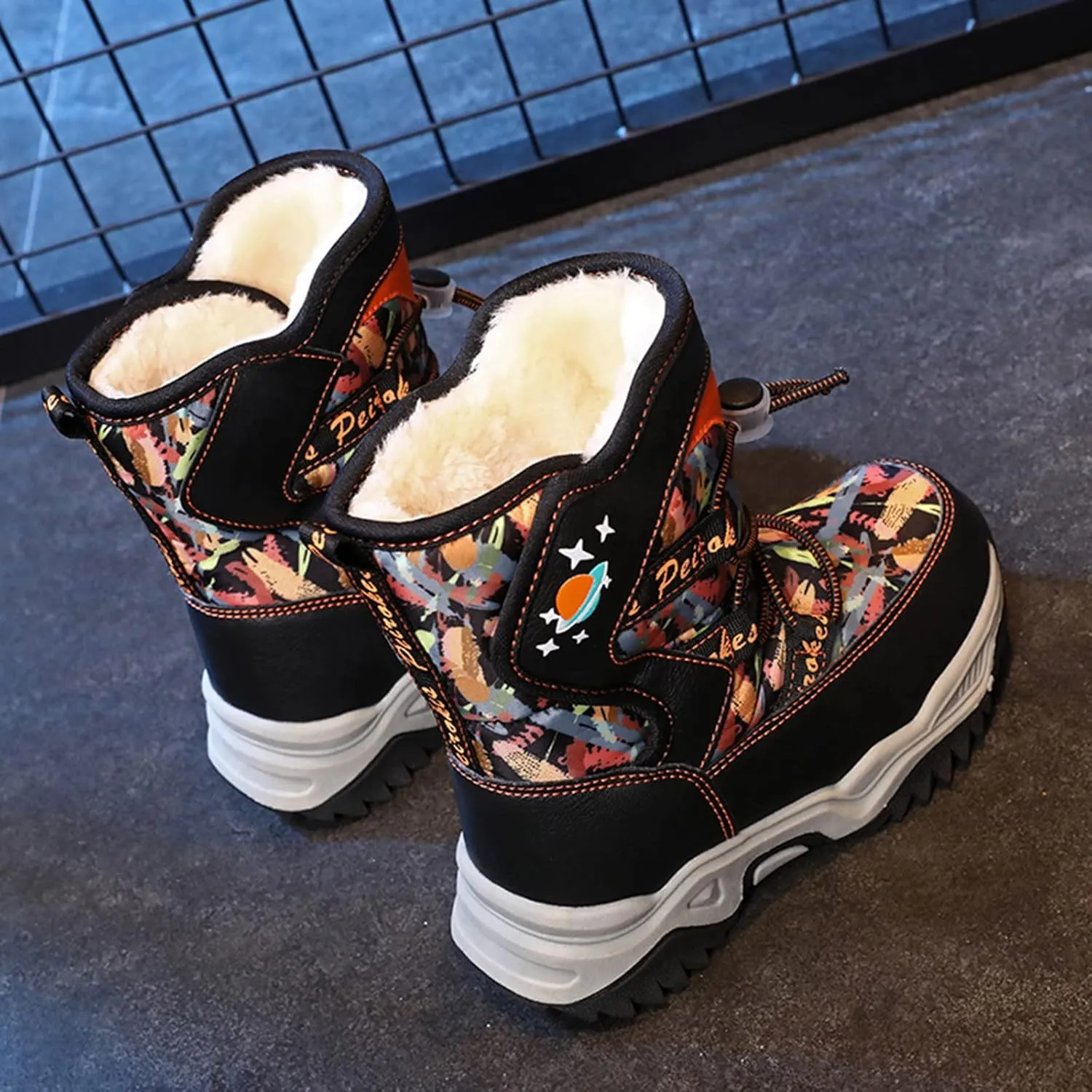 Boys Snow Boots Winter Wterproof Slip Resistan Cold Weather Shoes Camouflage Non Slip Snow Boots for Toddler Kids