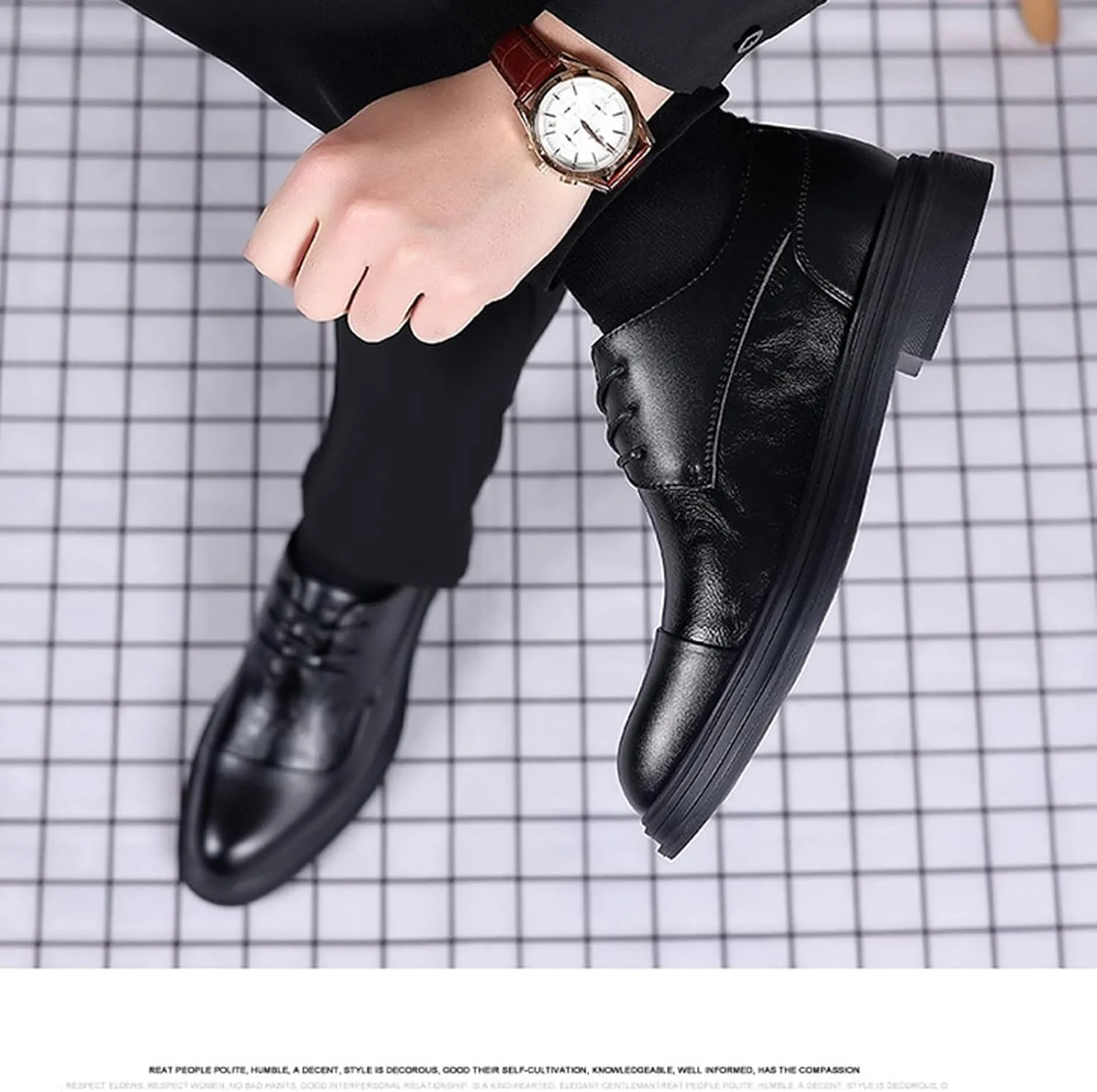 Brown Dress Shoes for Men Fashion Classic Modern Formal Oxford Wingtip Lace Up Dress Shoe Work Unifrom Footwear