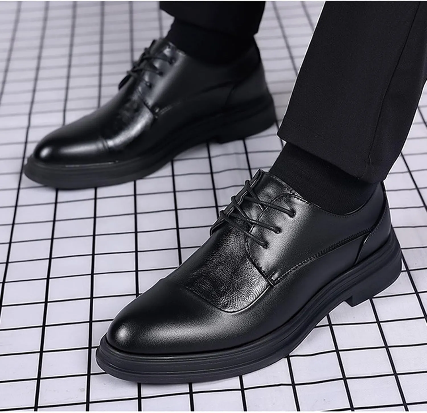 Brown Dress Shoes for Men Fashion Classic Modern Formal Oxford Wingtip Lace Up Dress Shoe Work Unifrom Footwear
