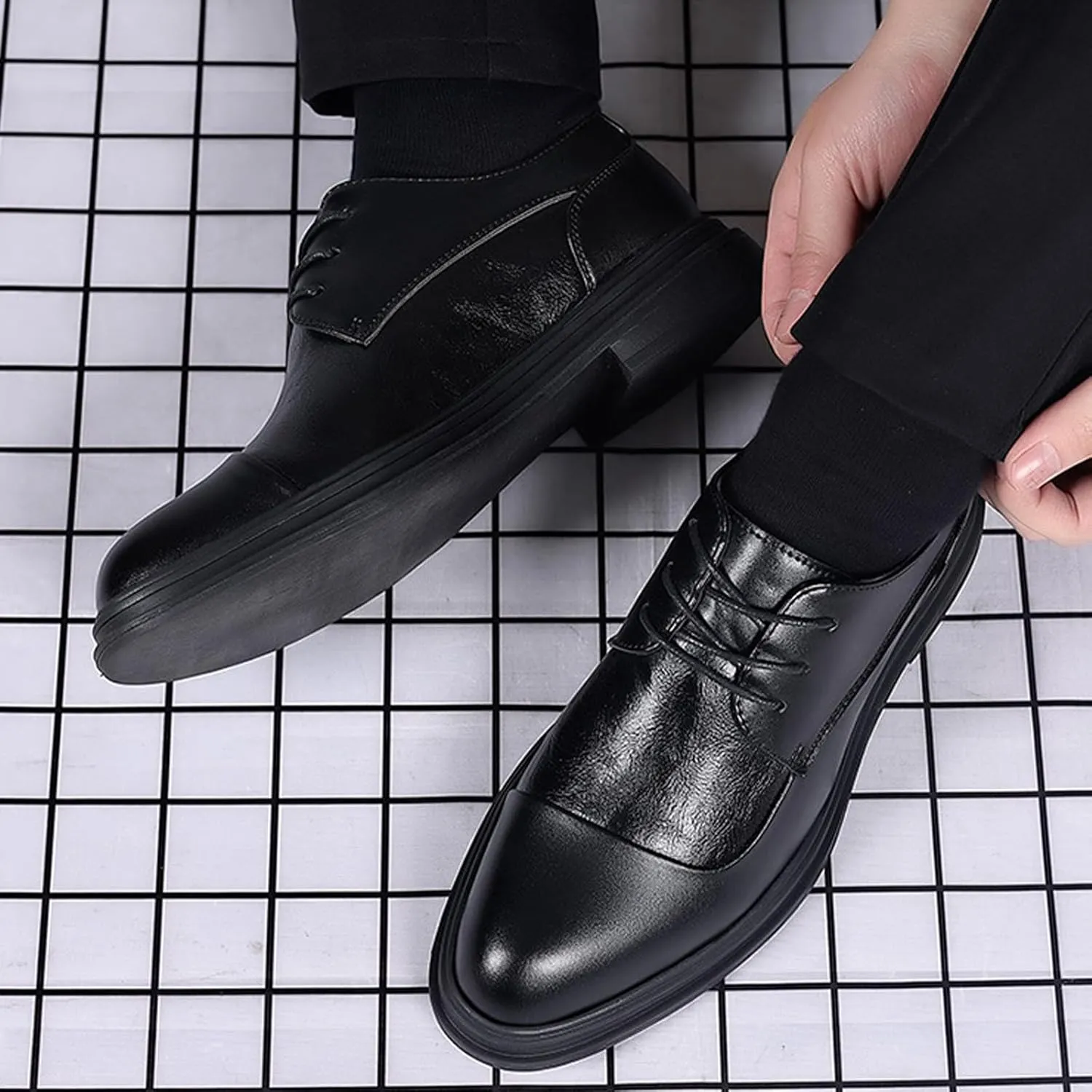 Brown Dress Shoes for Men Fashion Classic Modern Formal Oxford Wingtip Lace Up Dress Shoe Work Unifrom Footwear