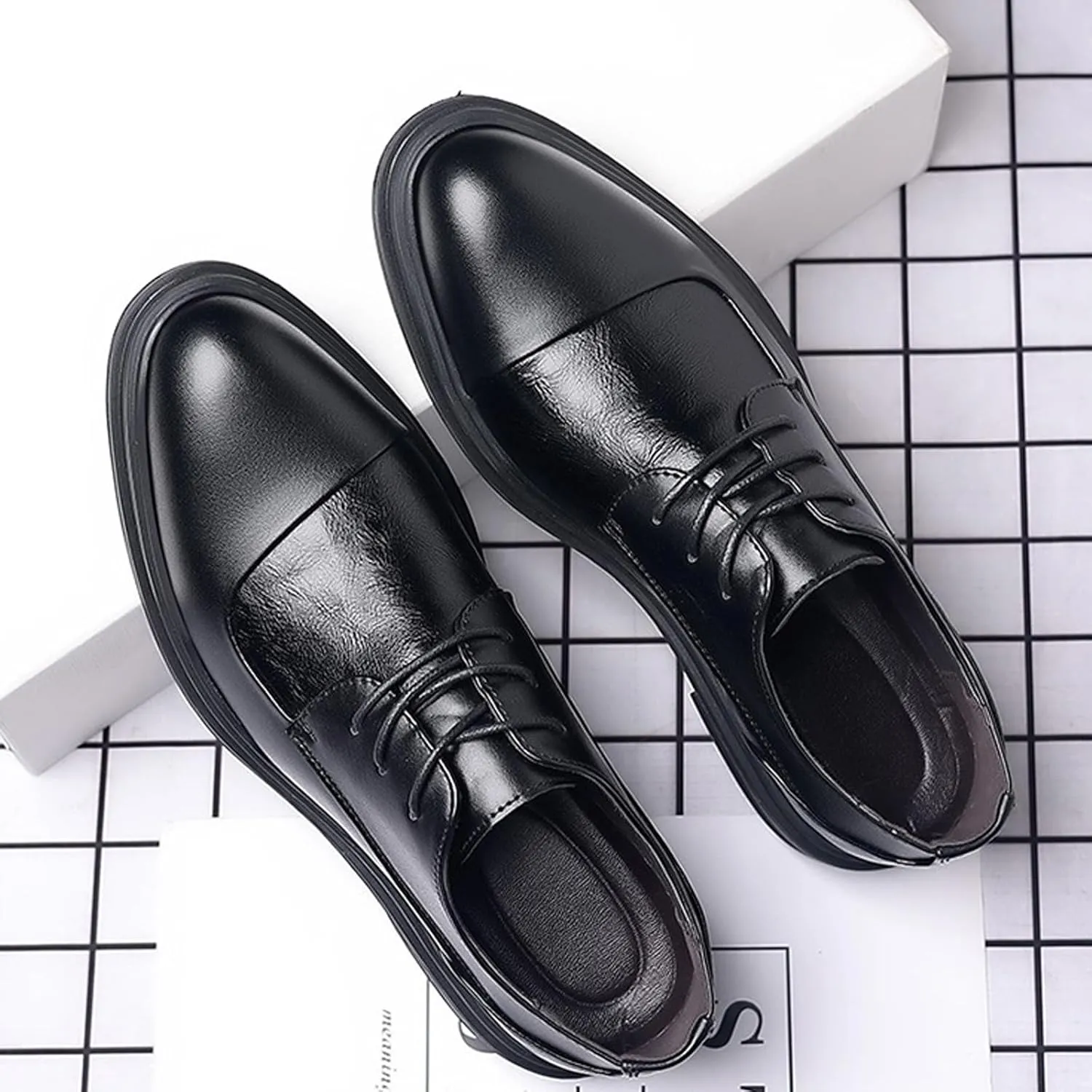 Brown Dress Shoes for Men Fashion Classic Modern Formal Oxford Wingtip Lace Up Dress Shoe Work Unifrom Footwear