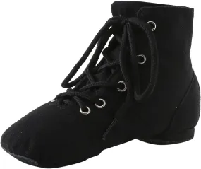 Canvas Lace-up Dance Shoes Flat Practice Jazz Dancing Boots for Girl Boy Split-Sole Dance Ballet Sneakers Shoes