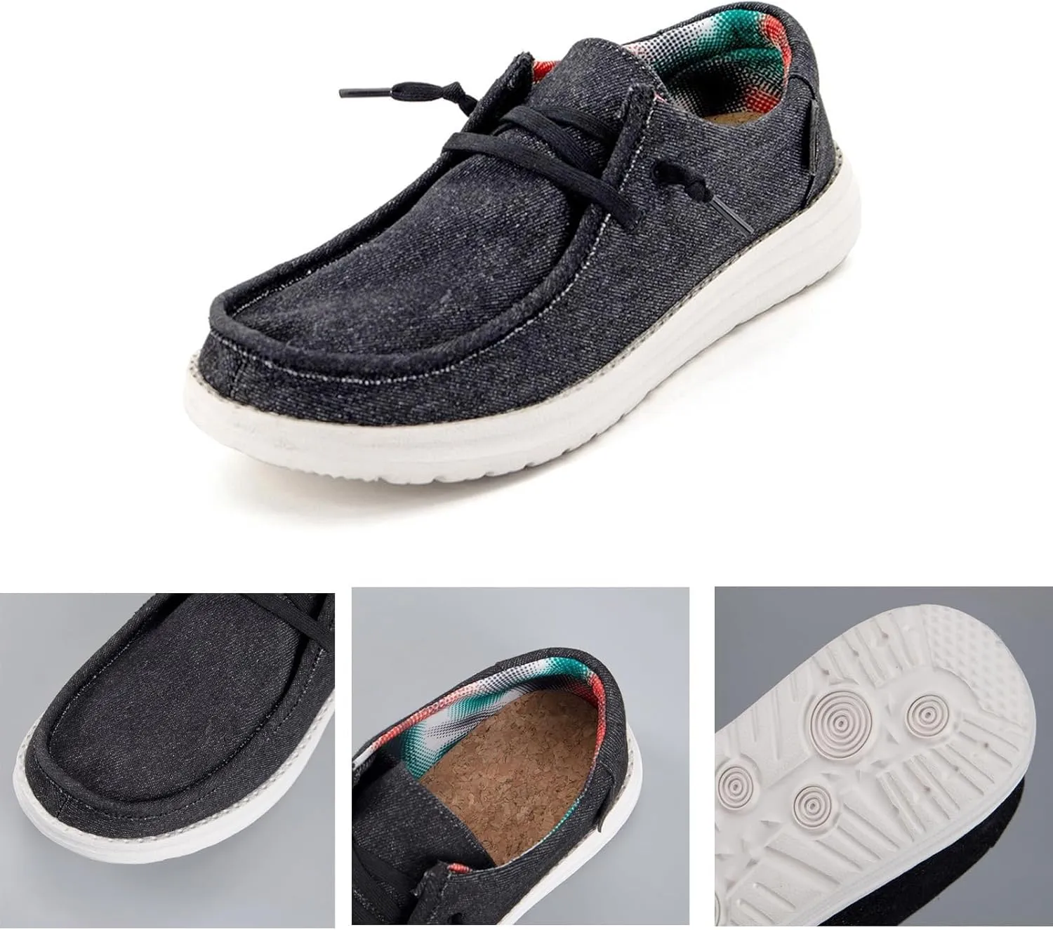 Canvas Mens Loafers Casual Slip On,Classic Comfy Lightweight Mens Deck Shoes,Casual Breathable Mesh Non-Slip Boat Shoes Men Slip On,with Non-Marking Outsole and Drainage
