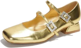 Cape Robbin Harri Metallic Leather Mary Jane Heels (Harri)