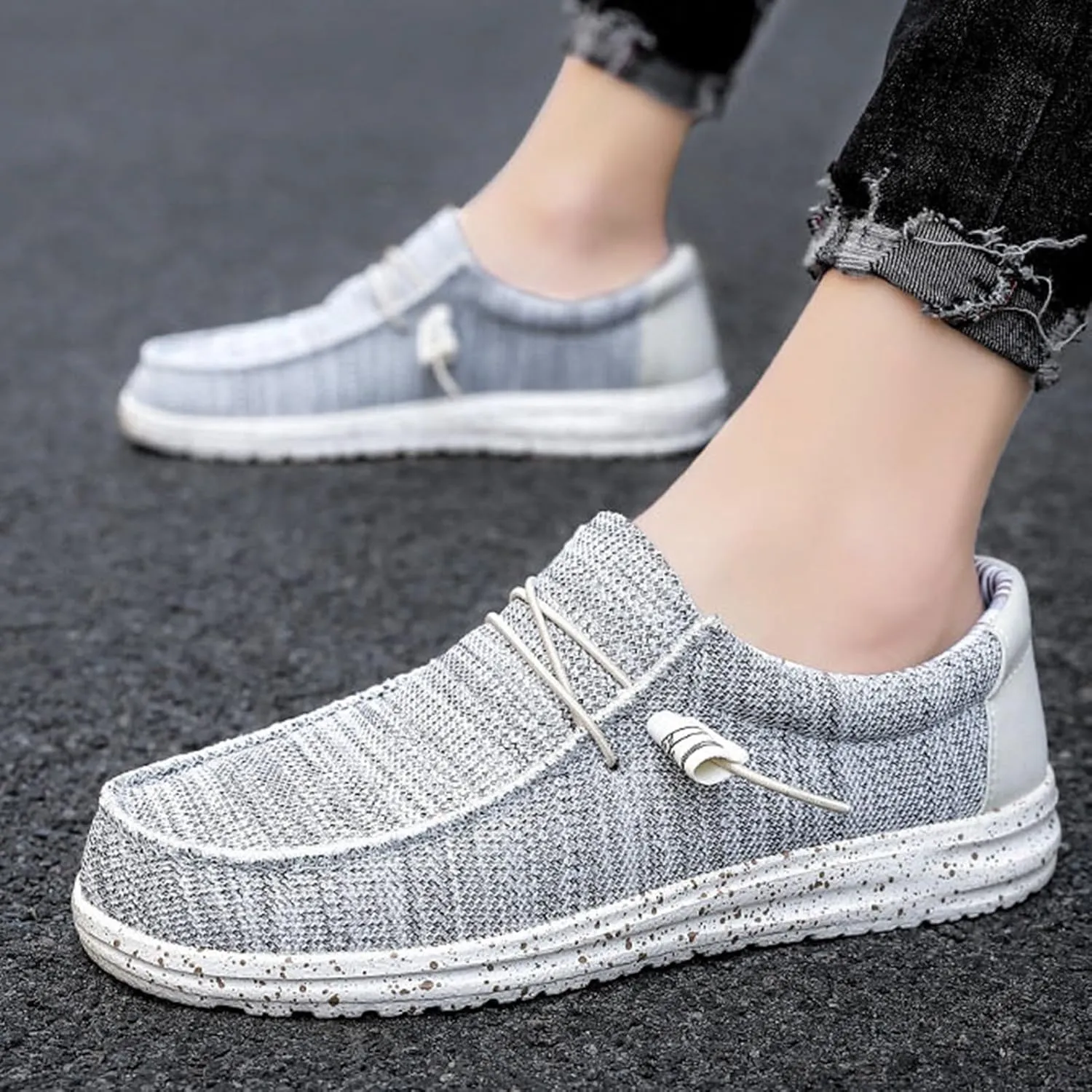 Casual Boat Shoes,Canvas Lightweight & Breathable Mesh Men's Loafers & Slip-ons,Summer Comfy Slip Resistant Mens Deck Shoes,for All Day