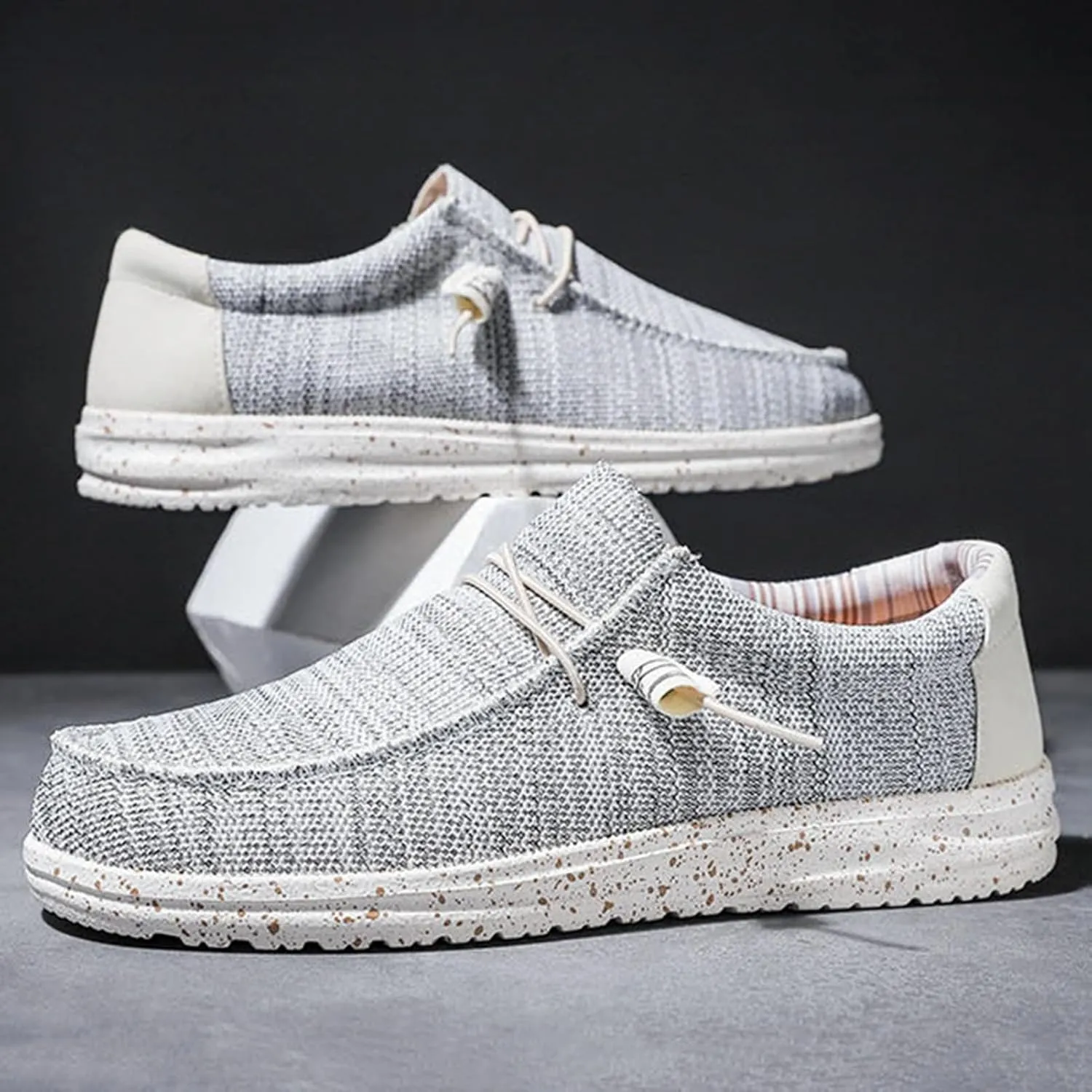 Casual Boat Shoes,Canvas Lightweight & Breathable Mesh Men's Loafers & Slip-ons,Summer Comfy Slip Resistant Mens Deck Shoes,for All Day