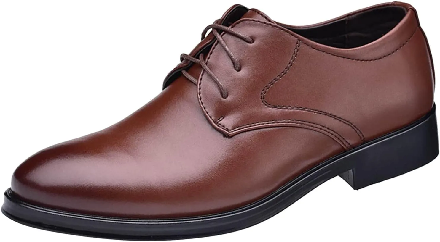 Casual Plain Toe Oxfords Shoes Men Comfortable Business Formal Shoes Mens Dating Oxfords Arch Support Walking Derby Shoe Lace up Matte Leather Dress Shoe Low Heel Office Footwear Men