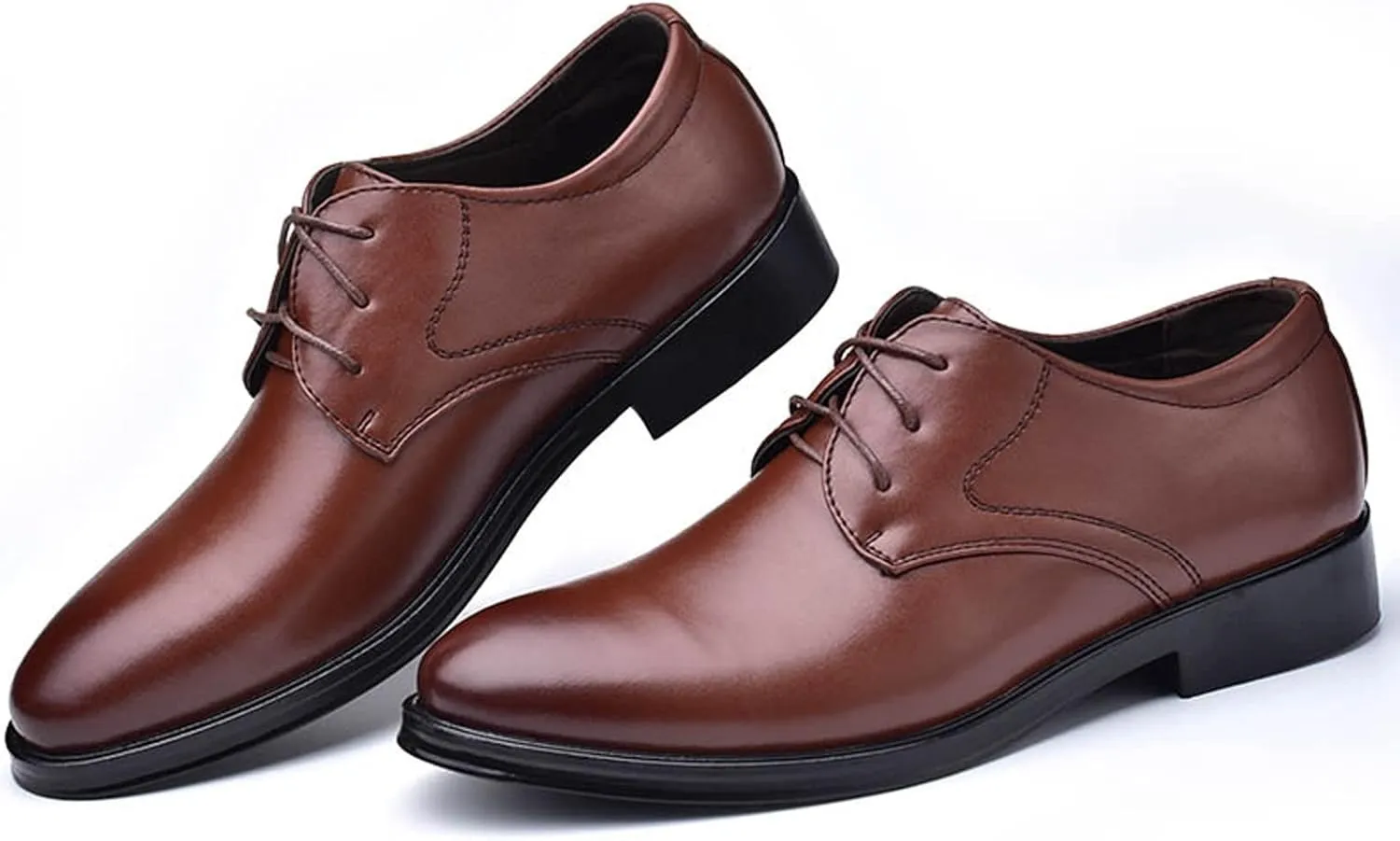 Casual Plain Toe Oxfords Shoes Men Comfortable Business Formal Shoes Mens Dating Oxfords Arch Support Walking Derby Shoe Lace up Matte Leather Dress Shoe Low Heel Office Footwear Men