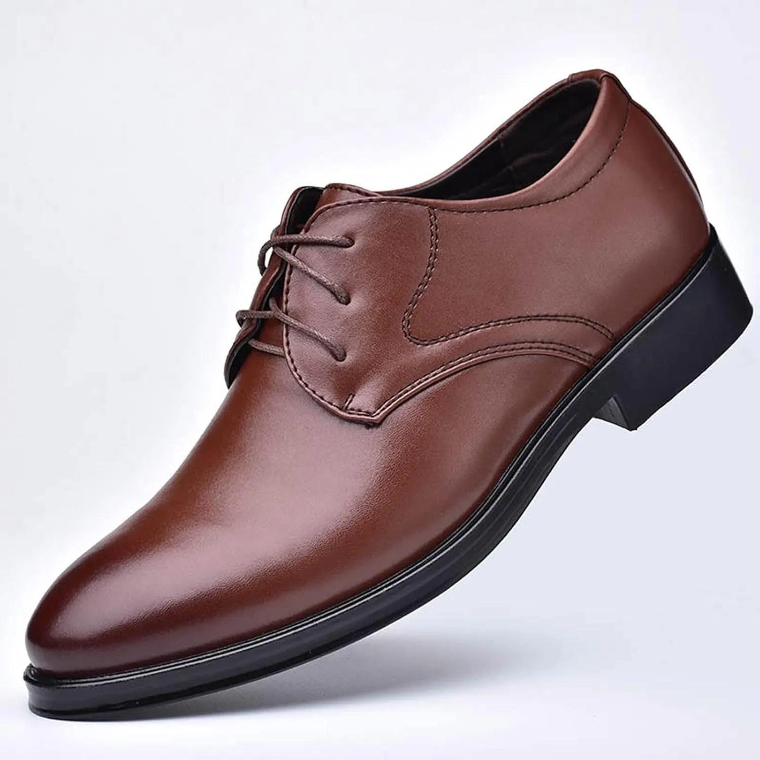 Casual Plain Toe Oxfords Shoes Men Comfortable Business Formal Shoes Mens Dating Oxfords Arch Support Walking Derby Shoe Lace up Matte Leather Dress Shoe Low Heel Office Footwear Men